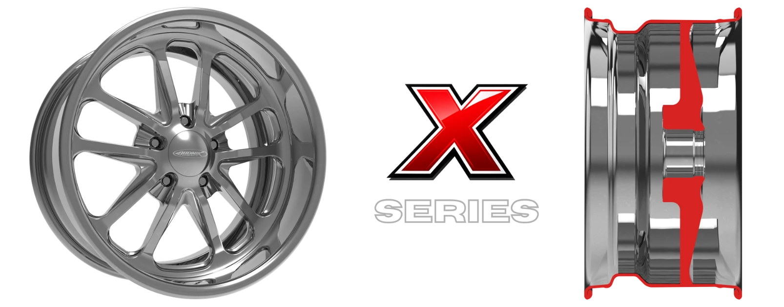 Budnik X-Series billet wheel with exposed lugs and split five-spoke design
